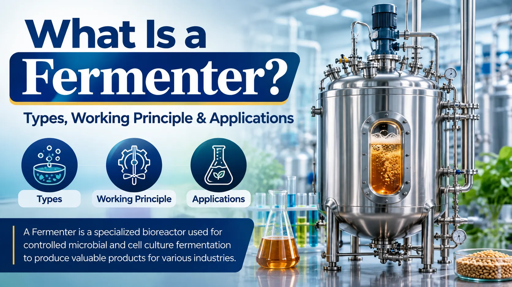 Read more about the article What Is a Fermenter? Types, Working Principle & Applications